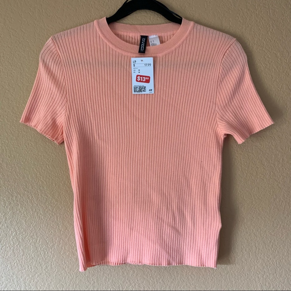 H&M Divided Women’s Peach/Coral Ribbed Top - Medium - New With Tags